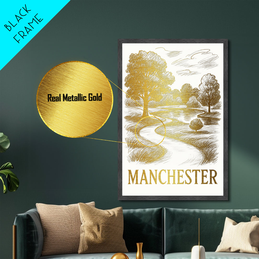 Manchester New Hampshire travel, Metallic Gold Print, Modern House Art, Metal Art, Wood Framed Art, Traveler Gift