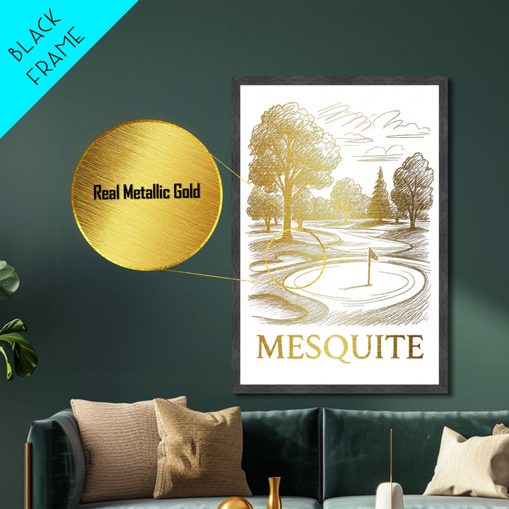 Mesquite Texas travel, Metallic Gold Print, Modern Skyline Wall Print, Metal Art, Wood Framed Art, Adventure Lover Gift