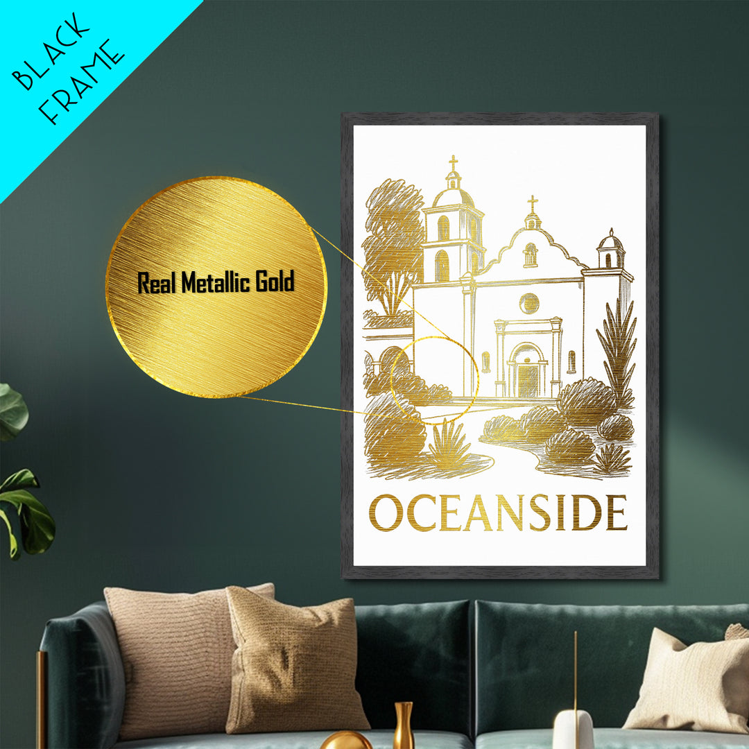 Oklahoma City Oklahoma art, Metallic Gold Art, Office Decor, Metal Art, Wood Framed Art, Graduation Travel Gift, Destination Gift