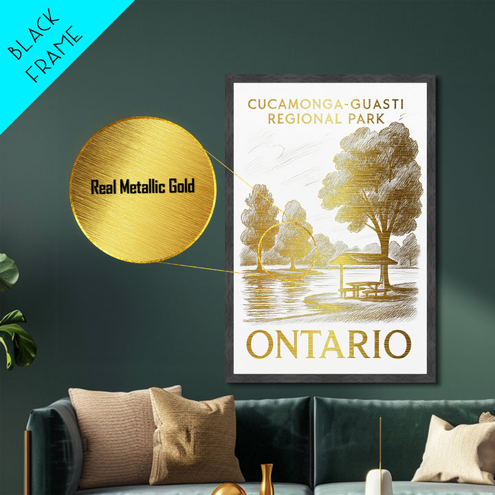 Ontario California art, Metallic Gold Art, Best Friend Gifts, Metal Art, Wood Framed Art, Birthday Travel Gift, Destination Gift