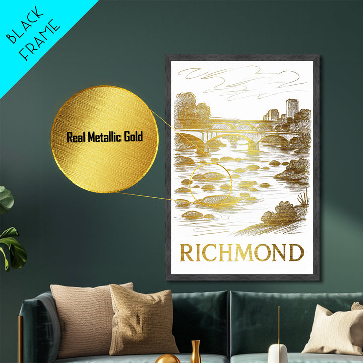 Richmond California travel, Metallic Gold Print, Modern House Art, Metal Art, Wood Framed Art, Wanderlust Gift, Travel Art Prints
