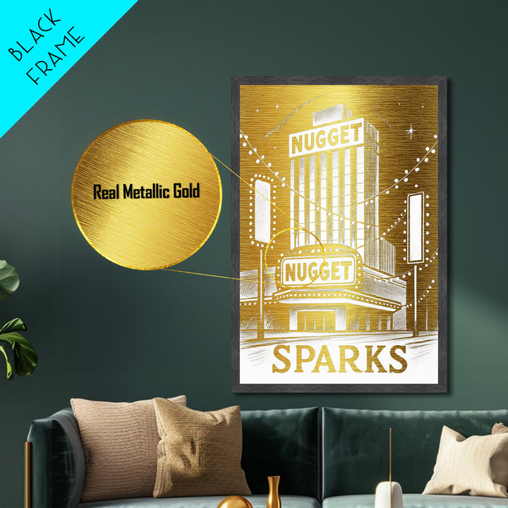 Sparks Nevada art, Metallic Gold Art, Travel Art Prints, Metal Art, Wood Framed Art, Adventure Lover Gift, Traveler Gift