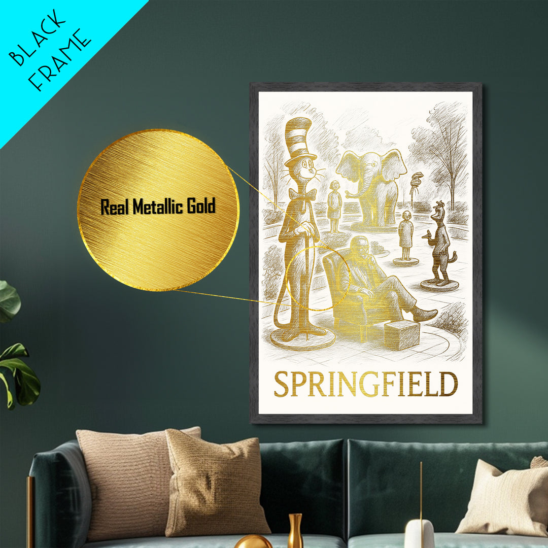 Springfield Missouri travel, Metallic Gold Print, Closing Gift, Metal Art, Wood Framed Art, Anniversary Travel Gift, Retirement Gift