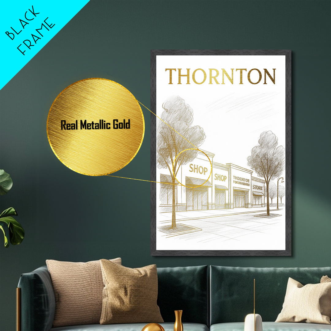 Thornton Colorado travel, Metallic Gold Print, Modern House Art, Metal Art, Wood Framed Art, Graduation Travel Gift, Destination Gift