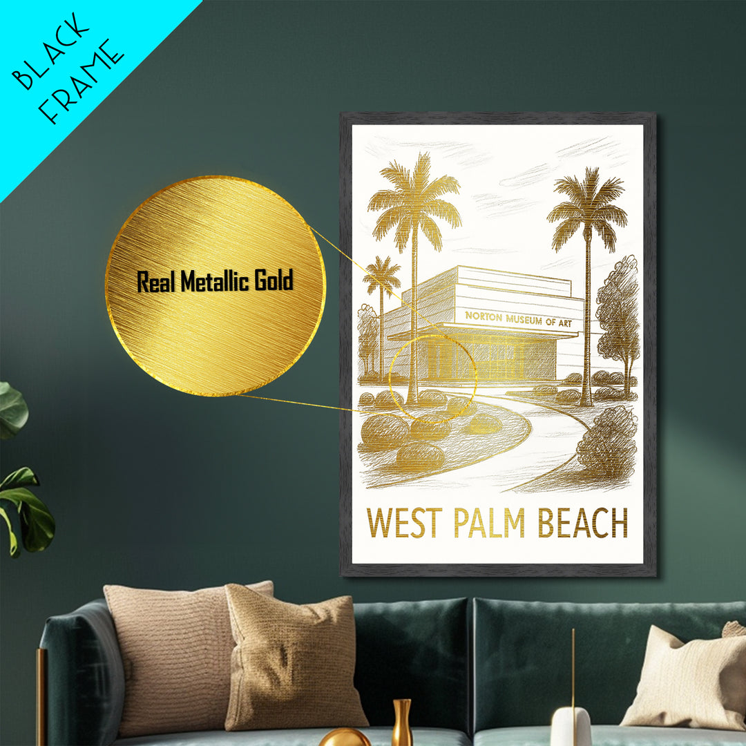 West Palm Beach Florida art, Metallic Gold Art, Wood Framed Art, Metal Art, Modern Wall Art, Metallic Gold Art, Modern Art