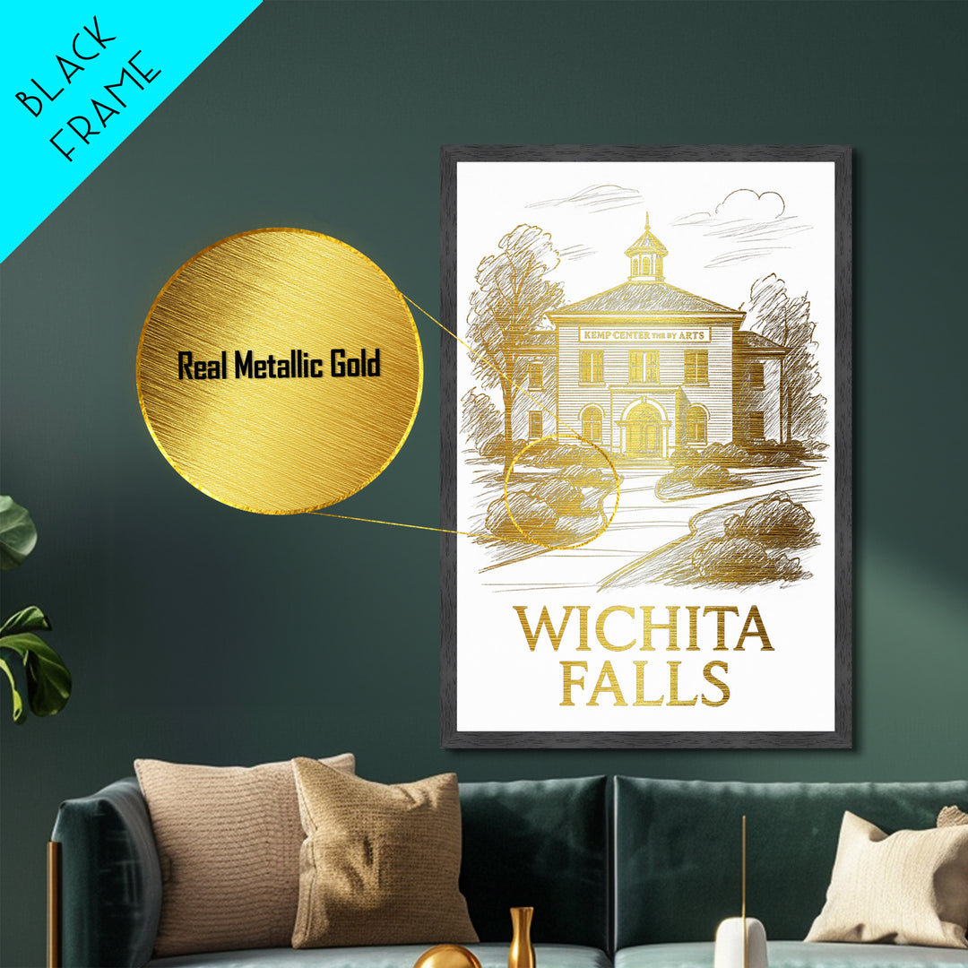 Wichita Falls Texas art, Metallic Gold Art, Wood Framed Art, Metal Art, Best Friend Gifts, Metallic Gold Art, Home Décor