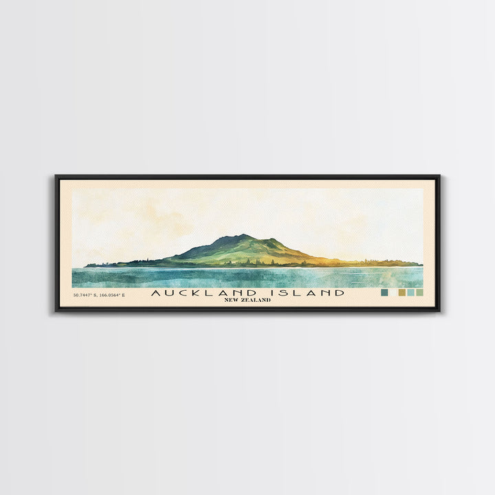Auckland Island, New Zealand Watercolor Print, Vacation Gift, New Zealand Wall Art, Beach Painting, Beach Decor, Large Wall Art, Wood Frame Art