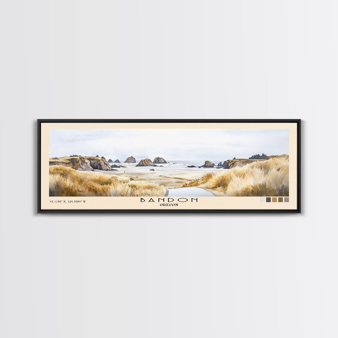 Bandon, Oregon Watercolor Beach Print, Vacation Gift, Oregon Wall Art, Beach Painting, Beach Decor, Beach Painting