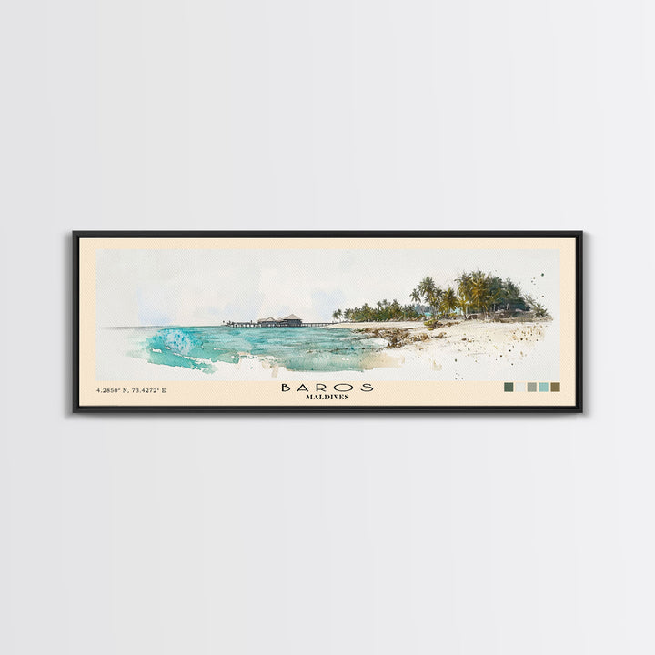 Baros, Maldives Watercolor Print, Vacation Gift, Maldives Wall Art, Vacation Wall Art, Vacatation Memories, Beach Decor, Beach Or Lakehouse Art