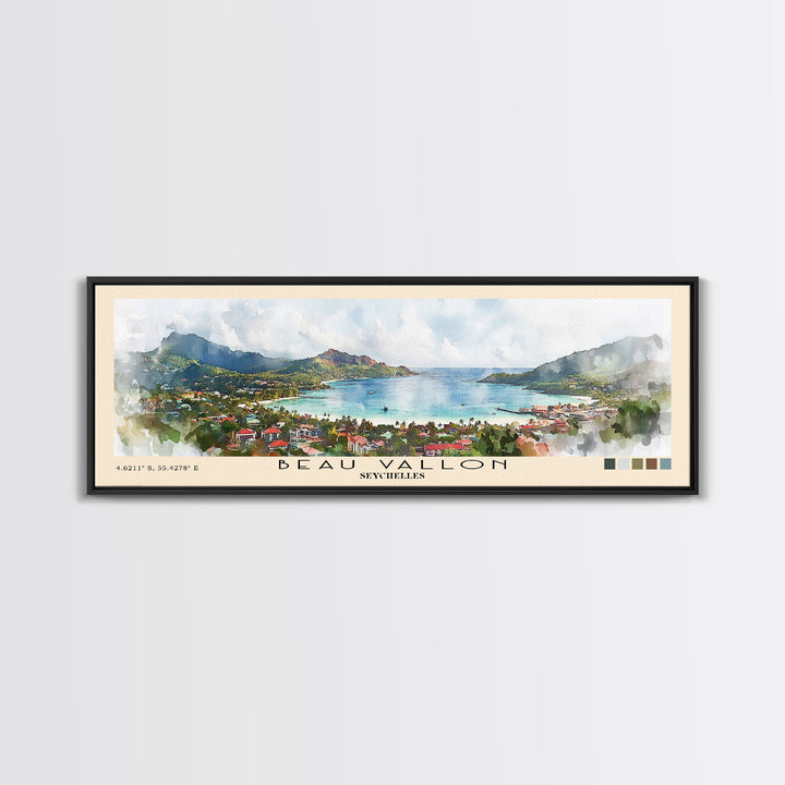Beau Vallon, Seychelles Watercolor Beach Print, Vacation Gift, Seychelles Wall Art, Beach Painting, Beach Decor, Beach Painting