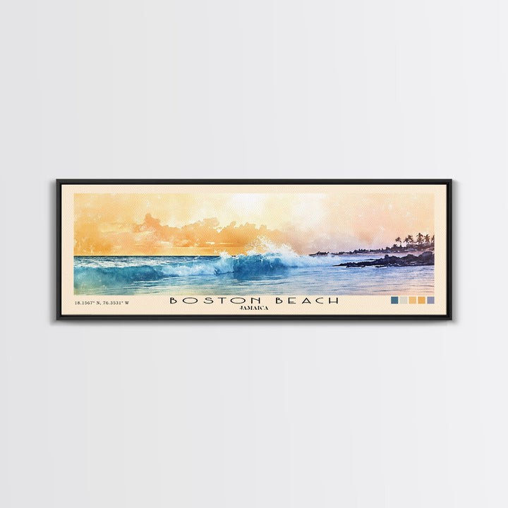 Boston Beach, Jamaica Watercolor Beach Print, Vacation Gift, Jamaica Wall Art, Beach Painting, Beach Decor, Beach Painting