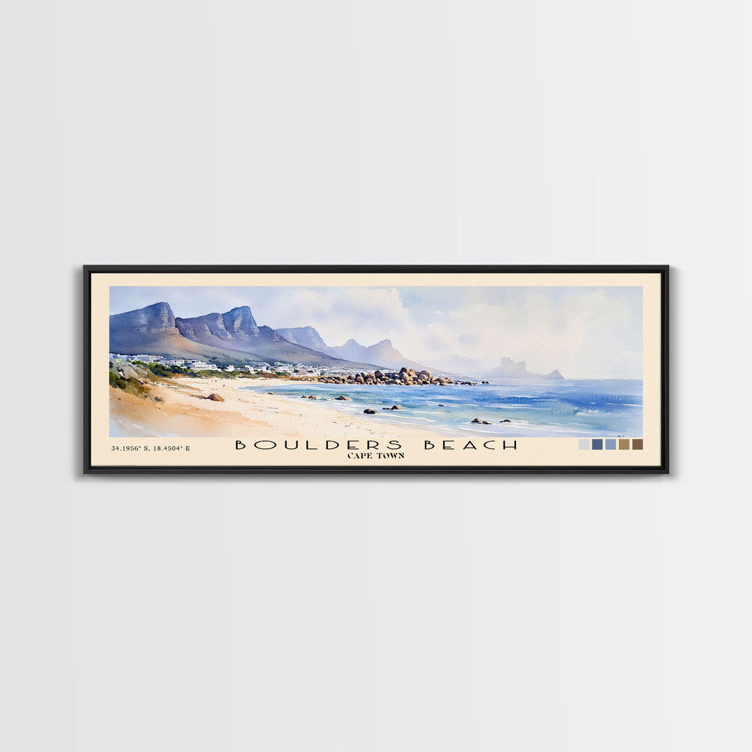 Boulders Beach, Cape Town Watercolor Beach Print, Vacation Gift, Cape Town Wall Art, Beach Painting, Beach Decor, Beach Painting