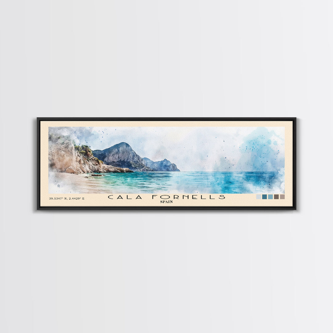 Cala Fornells, Spain Watercolor Print, Vacation Gift, Spain Wall Art, Beach Painting, Beach Decor, Beach Or Lakehouse Art