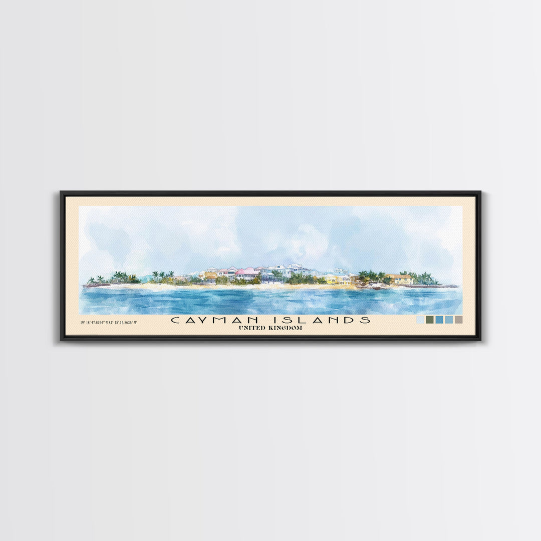 Cayman Islands, United Kingdom Watercolor Beach Print, Vacation Gift, United Kingdom Wall Art, Beach Painting, Beach Decor, Beach Painting