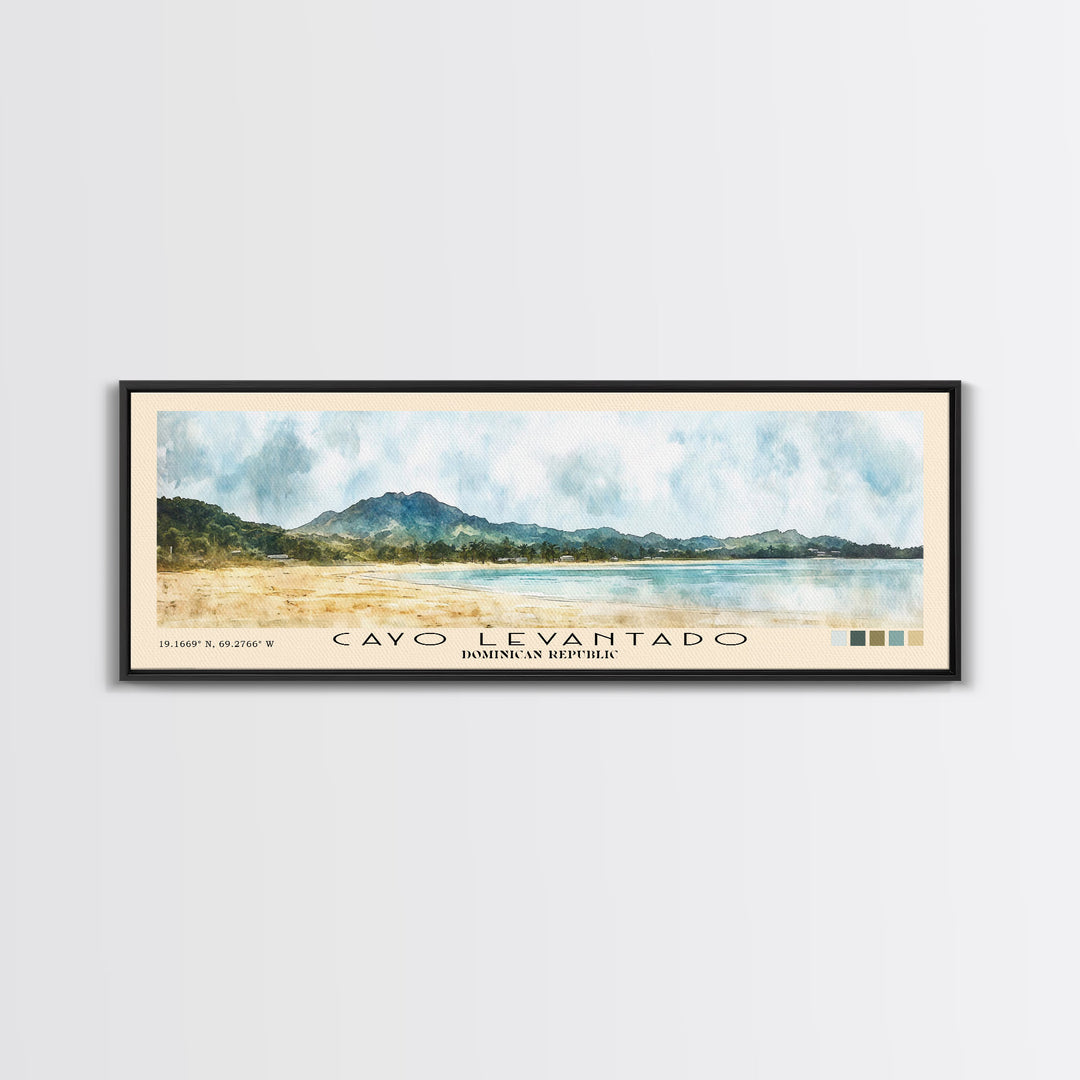 Cayo Levantado, Dominican Republic Watercolor Print, Vacation Gift, Dominican Republic Wall Art, Beach Painting, Beach Decor, Large Wall Art, Wood Frame Art