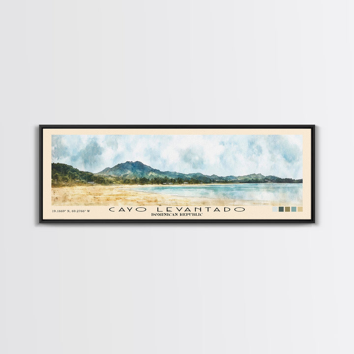 Cayo Levantado, Dominican Republic Watercolor Print, Vacation Gift, Dominican Republic Wall Art, Beach Painting, Beach Decor, Large Wall Art, Wood Frame Art