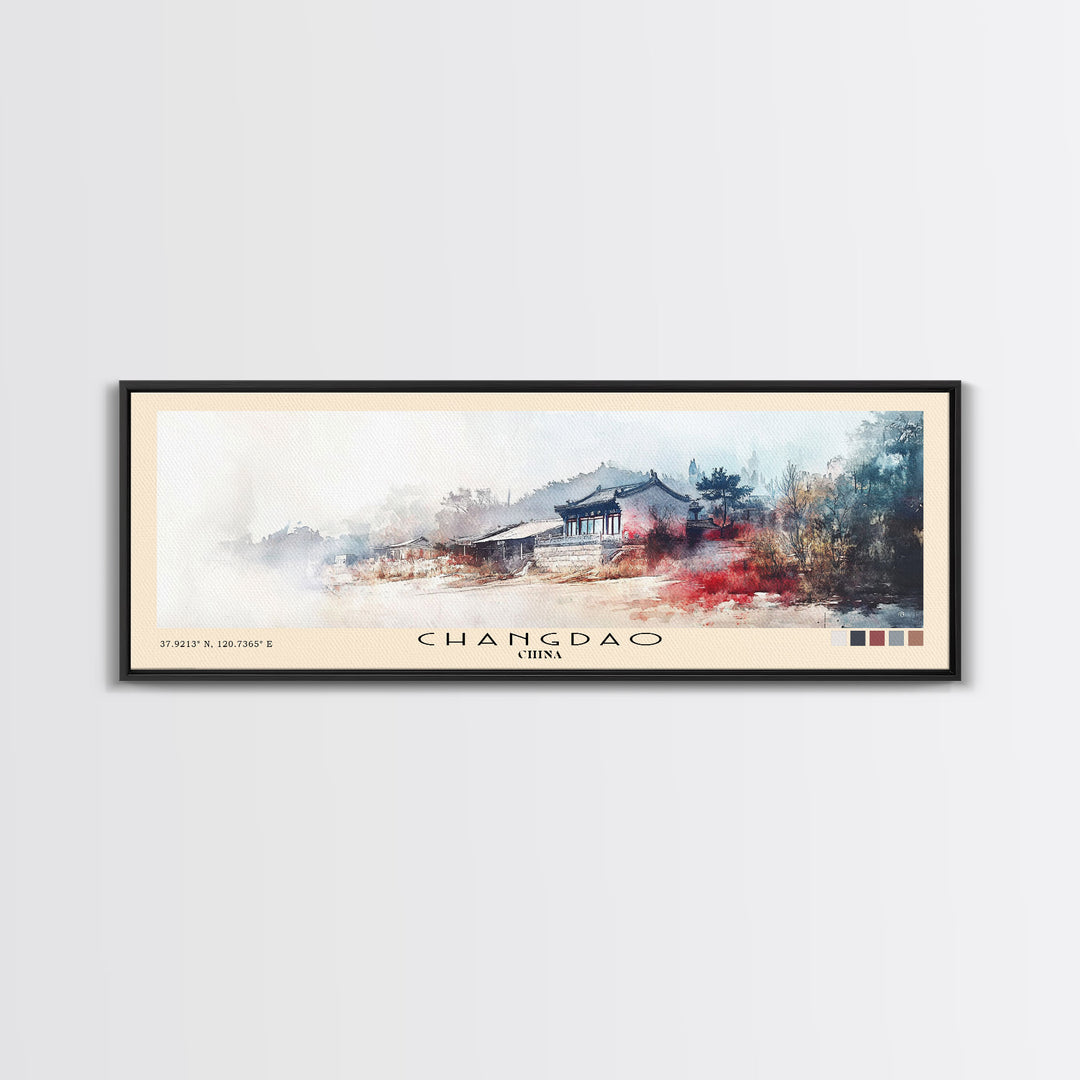 Changdao, China Watercolor Beach Print, Vacation Gift, China Wall Art, Beach Painting, Beach Decor, Beach Painting
