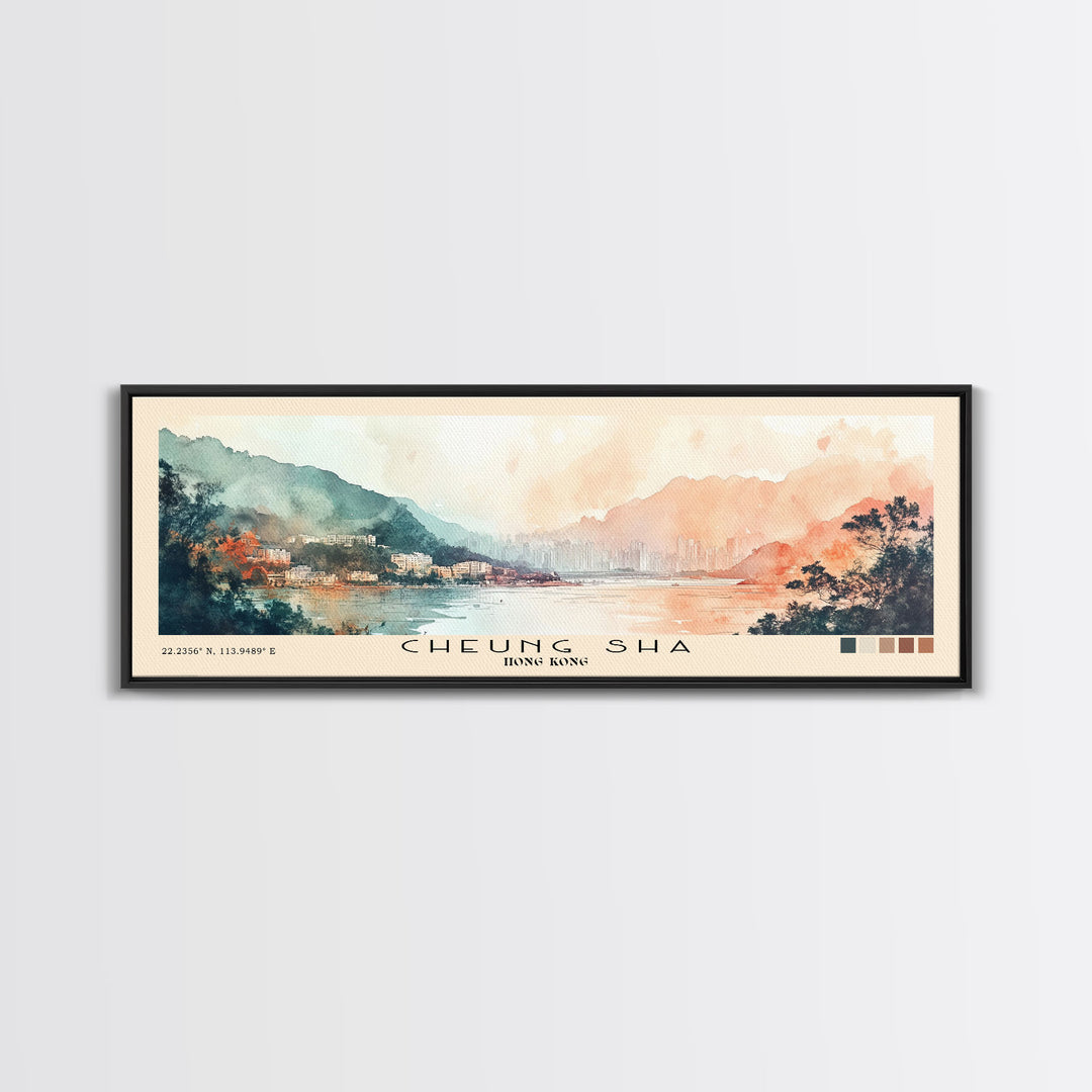 Cheung Sha, Hong Kong Watercolor Print, Vacation Gift, Hong Kong Wall Art, Vacation Wall Art, Vacatation Memories, Beach Decor, Beach Or Lakehouse Art