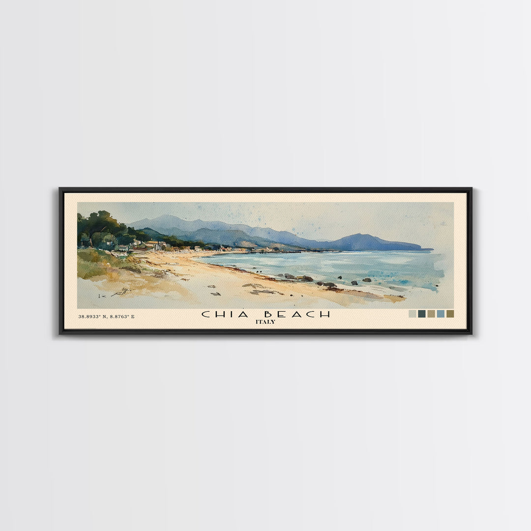 Chia Beach, Italy Watercolor Print, Vacation Gift, Italy Wall Art, Beach Painting, Beach Decor, Beach Or Lakehouse Art