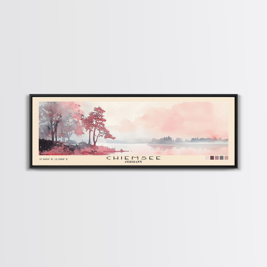 Chiemsee, Germany Watercolor Print, Vacation Gift, Germany Wall Art, Beach Painting, Beach Decor, Large Wall Art, Wood Frame Art