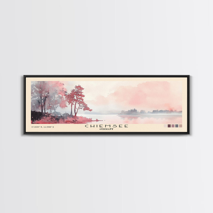 Chiemsee, Germany Watercolor Print, Vacation Gift, Germany Wall Art, Beach Painting, Beach Decor, Large Wall Art, Wood Frame Art