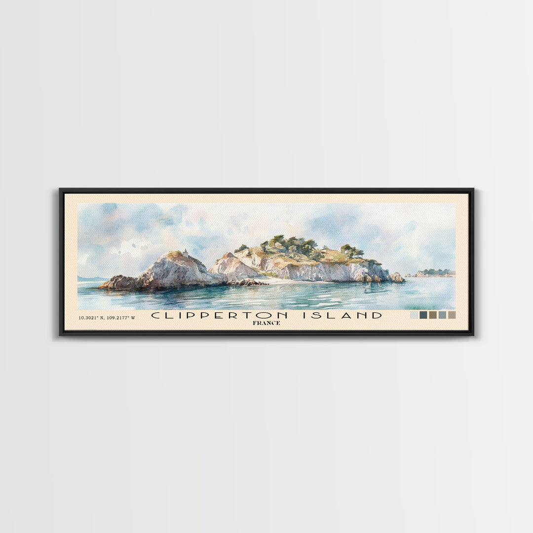 Clipperton Island, France Watercolor Print, Vacation Gift, France Wall Art, Vacation Wall Art, Vacatation Memories, Beach Decor, Beach Or Lakehouse Art