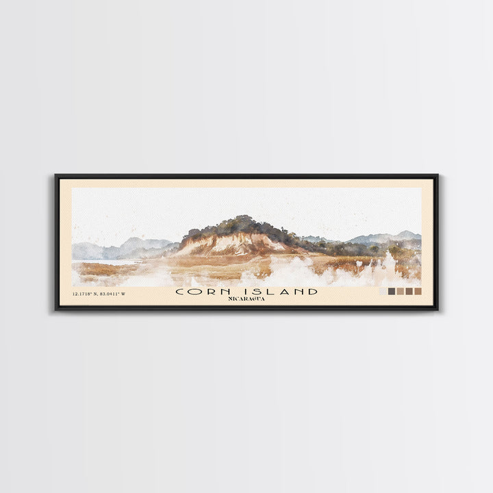 Corn Island, NICARAGUA Watercolor Print, Vacation Gift, NICARAGUA Wall Art, Beach Painting, Beach Decor, Large Wall Art, Wood Frame Art