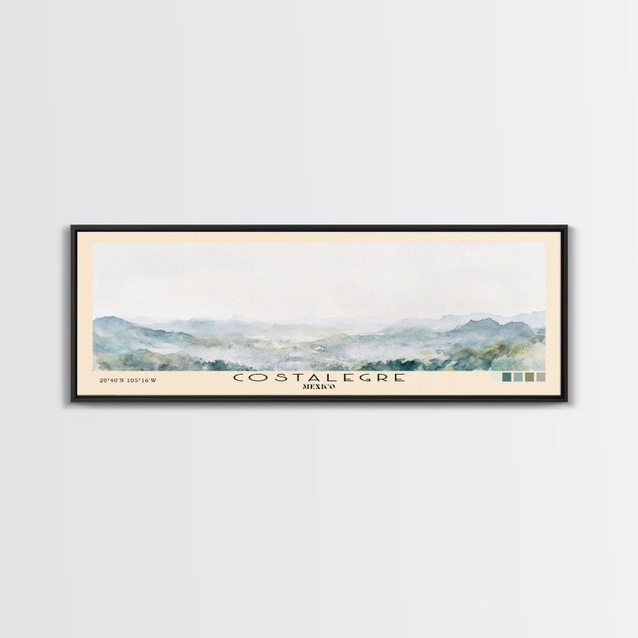 Costalegre, Mexico Watercolor Print, Vacation Gift, Mexico Wall Art, Beach Painting, Beach Decor, Large Wall Art, Wood Frame Art