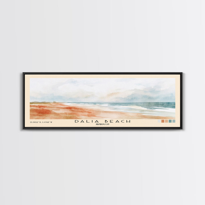 Dalia Beach, Morocco Watercolor Print, Vacation Gift, Morocco Wall Art, Beach Painting, Beach Decor, Large Wall Art, Wood Frame Art