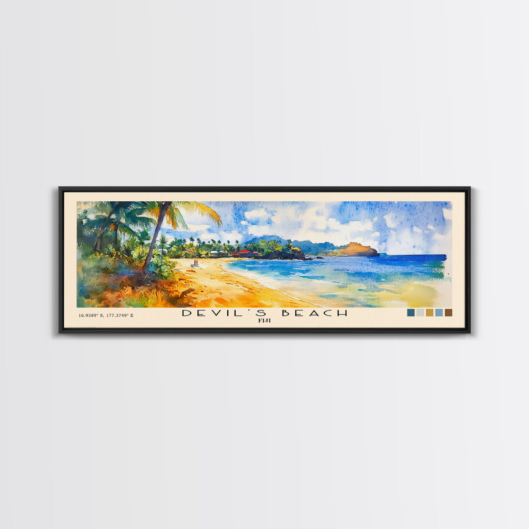 Devil’s Beach, Fiji Watercolor Beach Print, Vacation Gift, Fiji Wall Art, Beach Painting, Beach Decor, Beach Painting