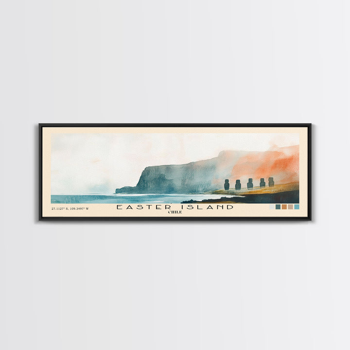 Easter Island, Chile Watercolor Beach Print, Vacation Gift, Chile Wall Art, Beach Painting, Beach Decor, Beach Painting