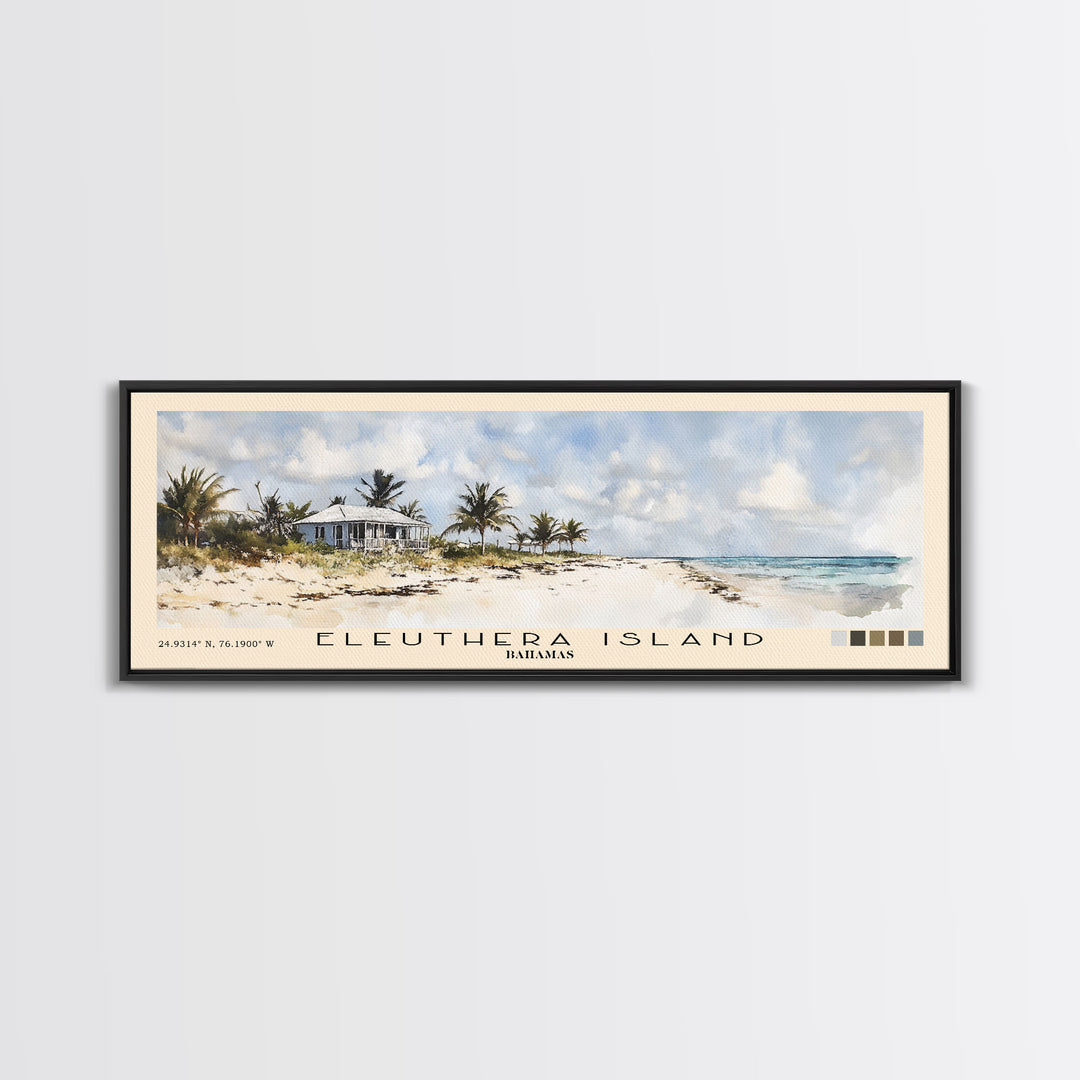 Eleuthera Island, Bahamas Watercolor Print, Vacation Gift, Bahamas Wall Art, Beach Painting, Beach Decor, Large Wall Art, Wood Frame Art
