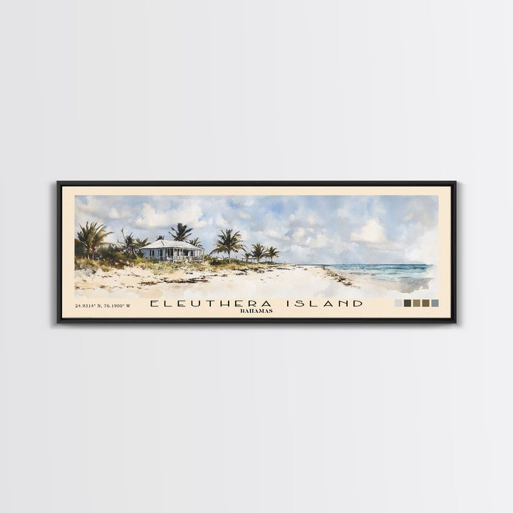 Eleuthera Island, Bahamas Watercolor Print, Vacation Gift, Bahamas Wall Art, Beach Painting, Beach Decor, Large Wall Art, Wood Frame Art