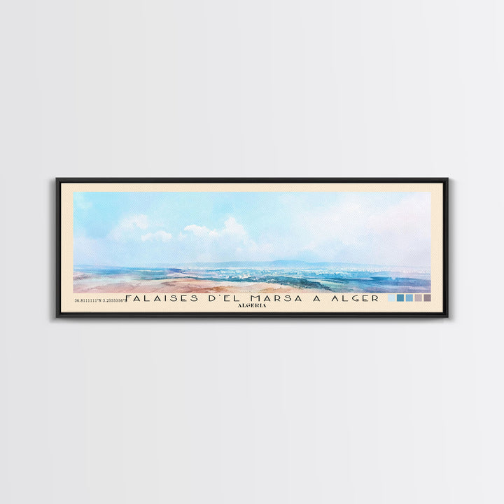 Falaises d’El Marsa a Alger, Algeria Watercolor Print, Vacation Gift, Algeria Wall Art, Beach Painting, Beach Decor, Beach Or Lakehouse Art
