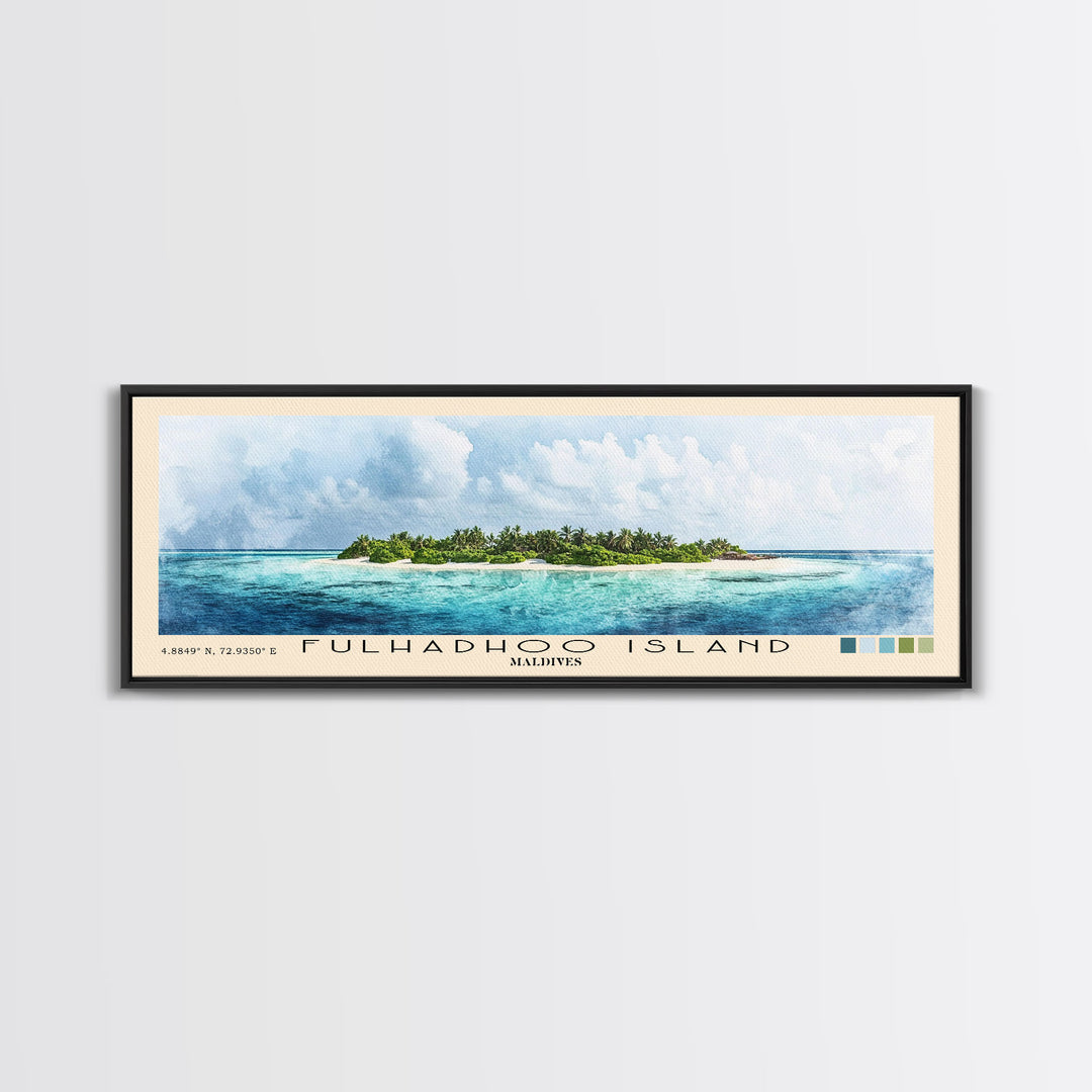 Fulhadhoo Island, Maldives Watercolor Beach Print, Vacation Gift, Maldives Wall Art, Beach Painting, Beach Decor, Beach Painting