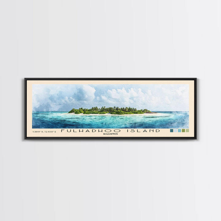 Fulhadhoo Island, Maldives Watercolor Beach Print, Vacation Gift, Maldives Wall Art, Beach Painting, Beach Decor, Beach Painting