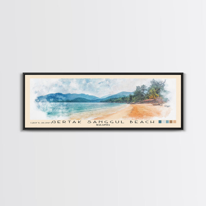Gertak Sanggul Beach, Malasyia Watercolor Print, Vacation Gift, Malasyia Wall Art, Beach Painting, Beach Decor, Beach Or Lakehouse Art