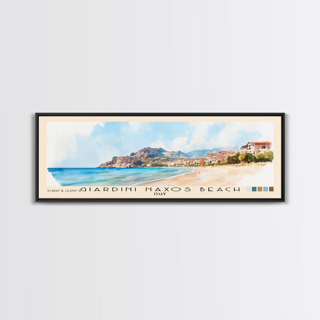 Giardini naxos beach, Italy Watercolor Beach Print, Vacation Gift, Italy Wall Art, Beach Painting, Beach Decor, Beach Painting
