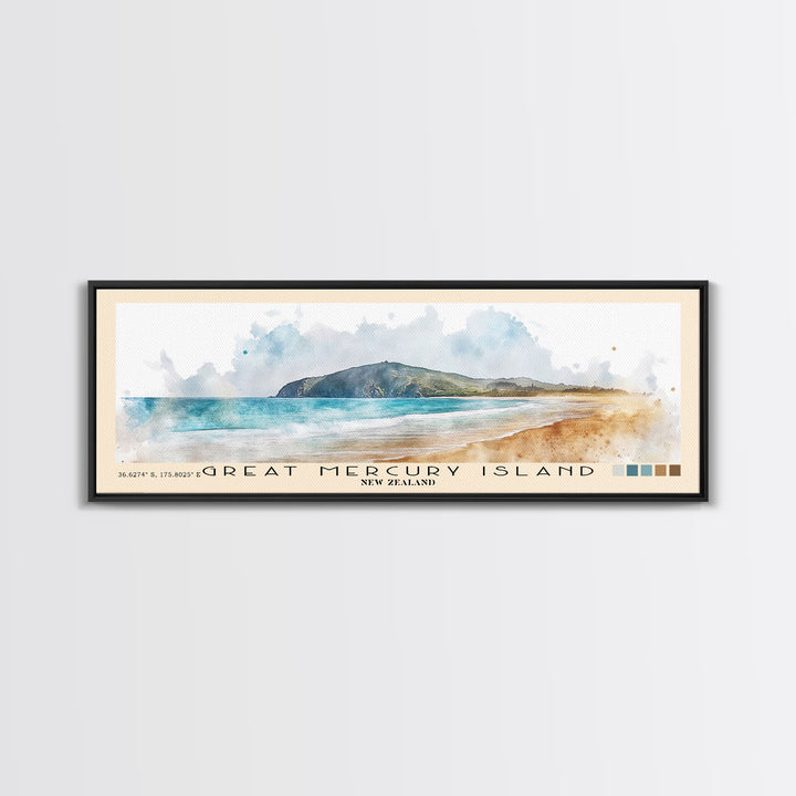Great Mercury Island, New Zealand Watercolor Print, Vacation Gift, New Zealand Wall Art, Vacation Wall Art, Vacatation Memories, Beach Decor, Beach Or Lakehouse Art