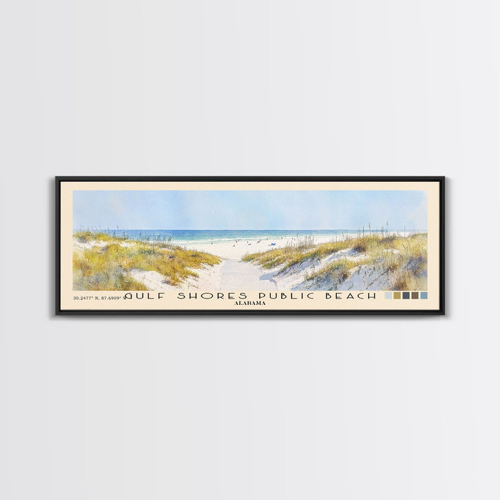 Gulf Shores Public Beach, Alabama Watercolor Print, Vacation Gift, Alabama Wall Art, Beach Painting, Beach Decor, Large Wall Art, Wood Frame Art