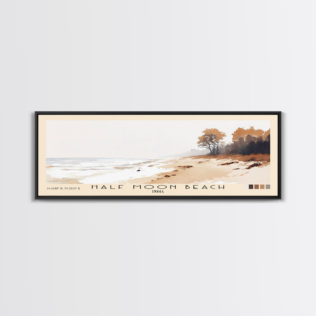 Half Moon Beach, India Watercolor Print, Vacation Gift, India Wall Art, Beach Painting, Beach Decor, Beach Or Lakehouse Art