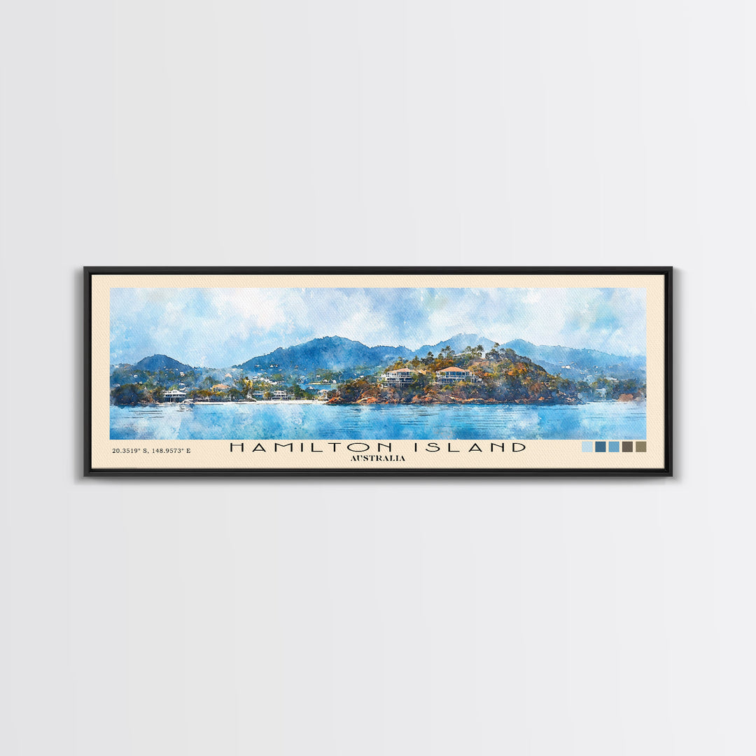 Hamilton Island, Australia Watercolor Print, Vacation Gift, Australia Wall Art, Beach Painting, Beach Decor, Large Wall Art, Wood Frame Art
