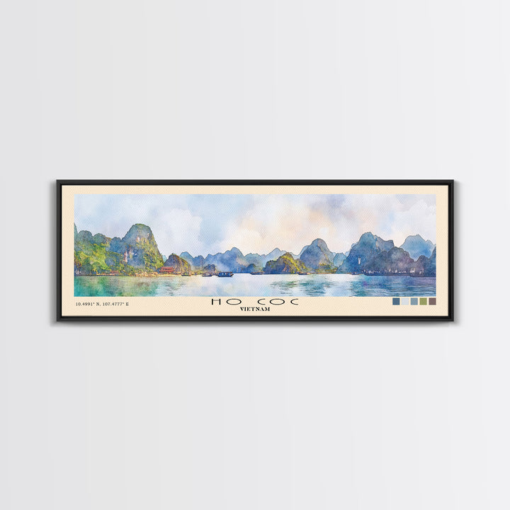 Ho Coc, Vietnam Watercolor Print, Vacation Gift, Vietnam Wall Art, Beach Painting, Beach Decor, Large Wall Art, Wood Frame Art