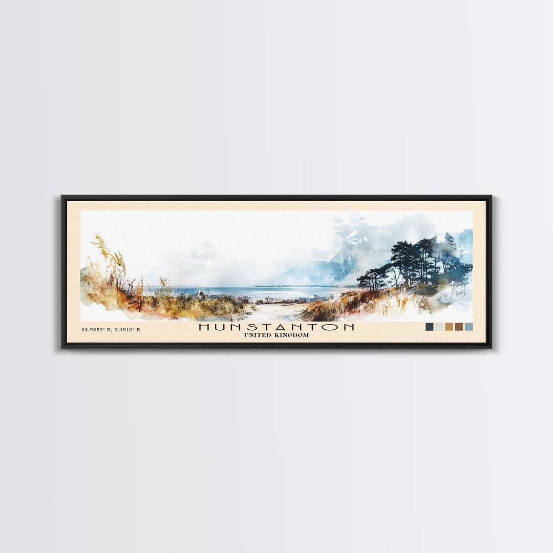 Hunstanton, United Kingdom Watercolor Print, Vacation Gift, United Kingdom Wall Art, Beach Painting, Beach Decor, Beach Or Lakehouse Art