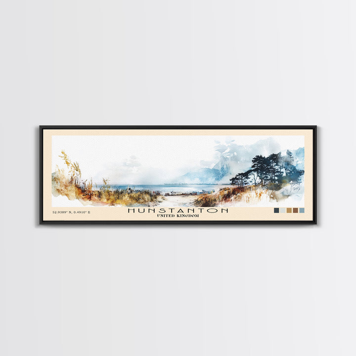 Hunstanton, United Kingdom Watercolor Print, Vacation Gift, United Kingdom Wall Art, Beach Painting, Beach Decor, Beach Or Lakehouse Art