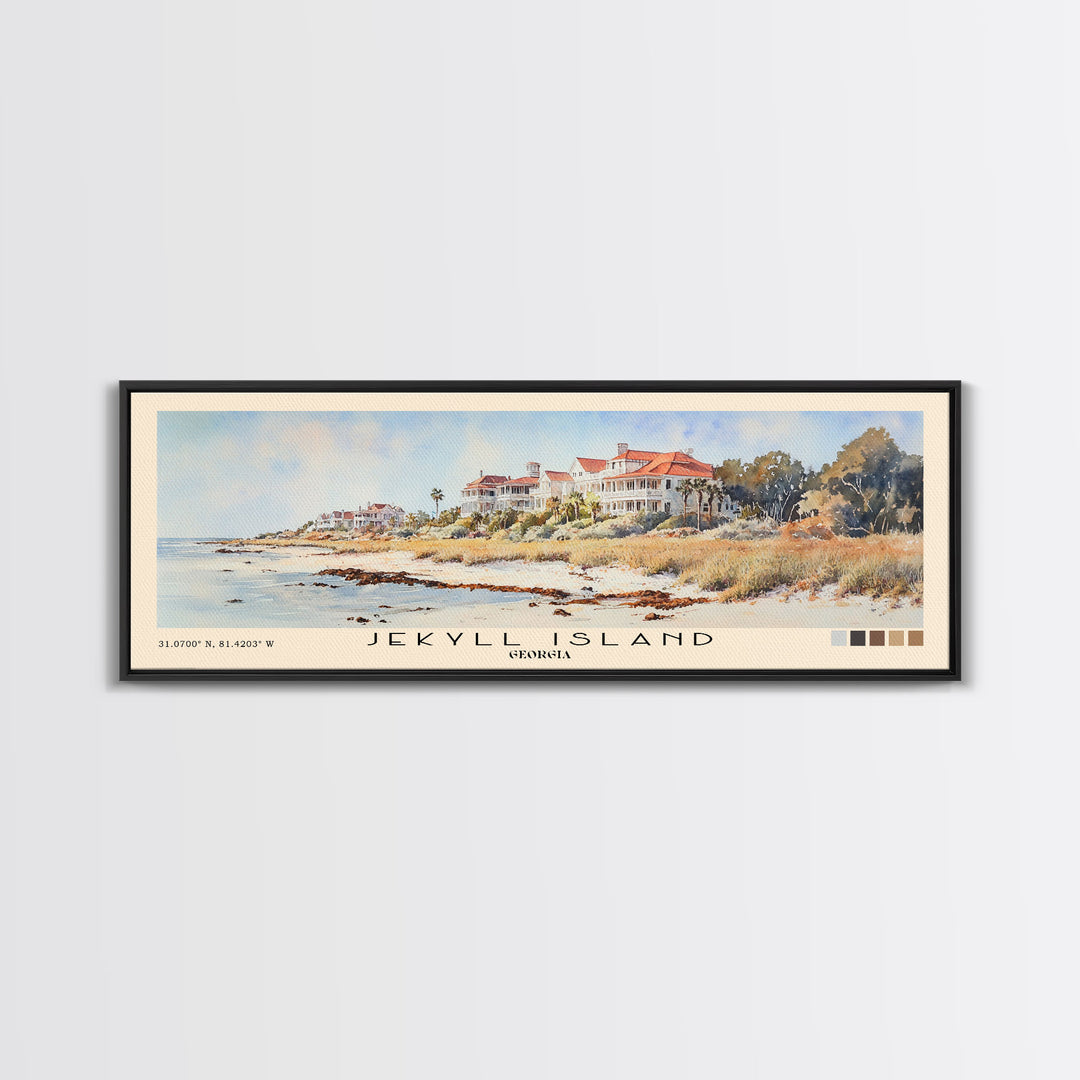 Jekyll Island, Georgia Watercolor Beach Print, Vacation Gift, Georgia Wall Art, Framed Canvas Print, Framed Beach Painting
