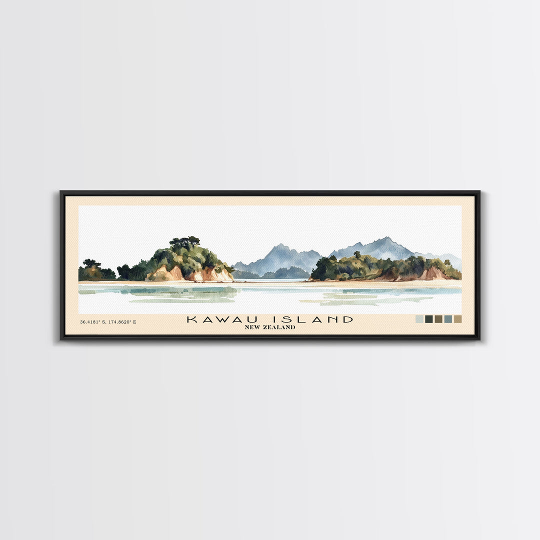 Kawau Island, New Zealand Watercolor Beach Print, Vacation Gift, New Zealand Wall Art, Beach Painting, Beach Decor, Beach Painting