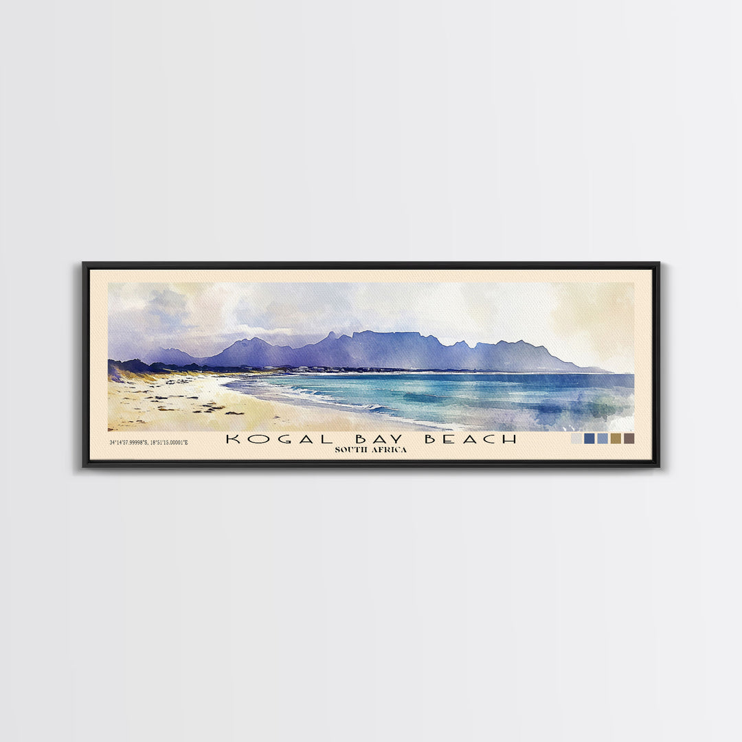 Kogal Bay Beach, South Africa Watercolor Print, Vacation Gift, South Africa Wall Art, Beach Painting, Beach Decor, Large Wall Art, Wood Frame Art