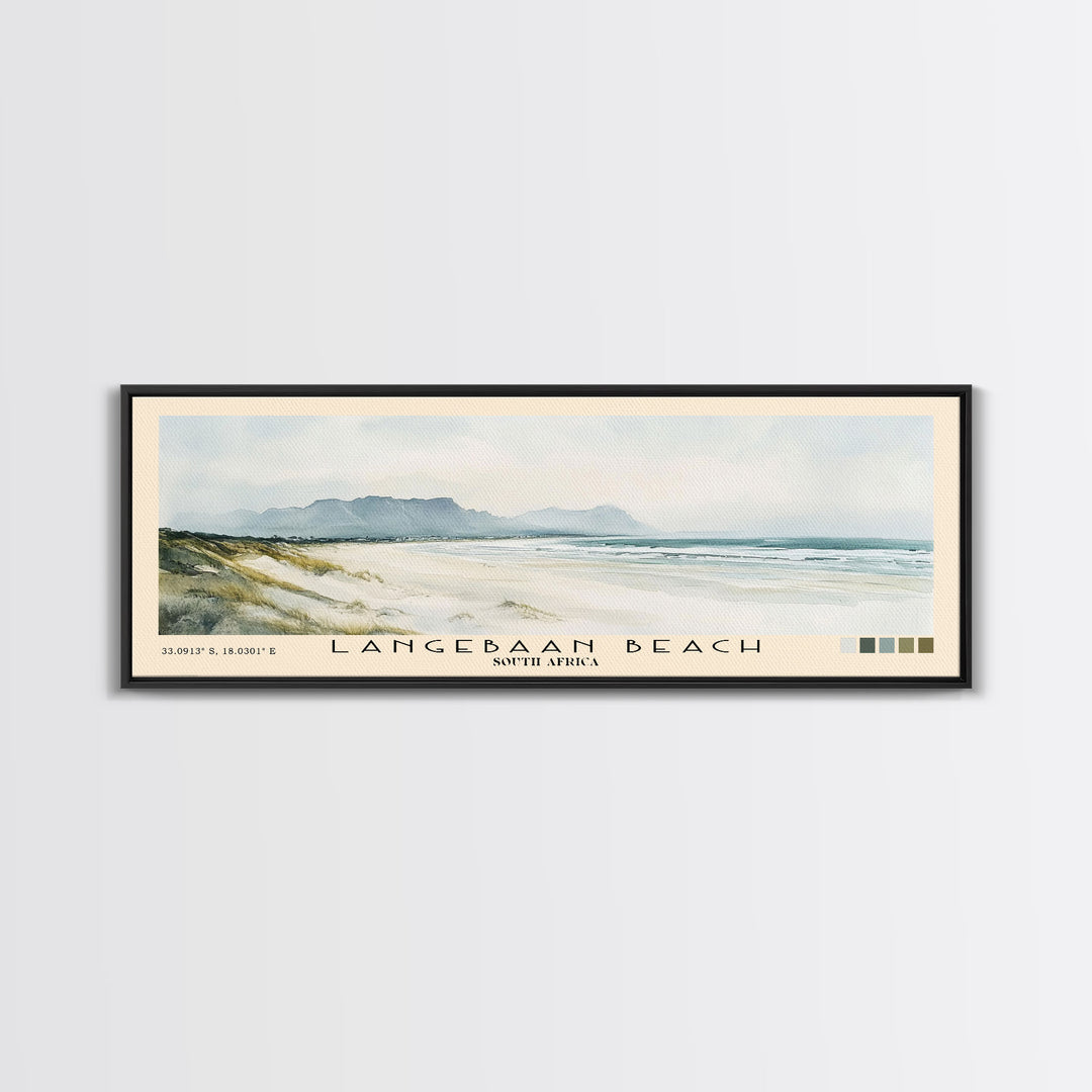 Langebaan Beach, South Africa Watercolor Print, Vacation Gift, South Africa Wall Art, Beach Painting, Beach Decor, Large Wall Art, Wood Frame Art