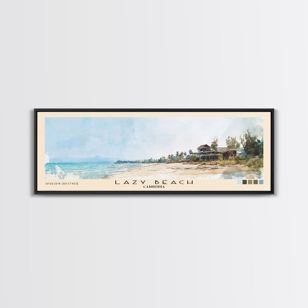 Lazy Beach, Cambodia Watercolor Beach Print, Vacation Gift, Cambodia Wall Art, Beach Painting, Beach Decor, Beach Painting